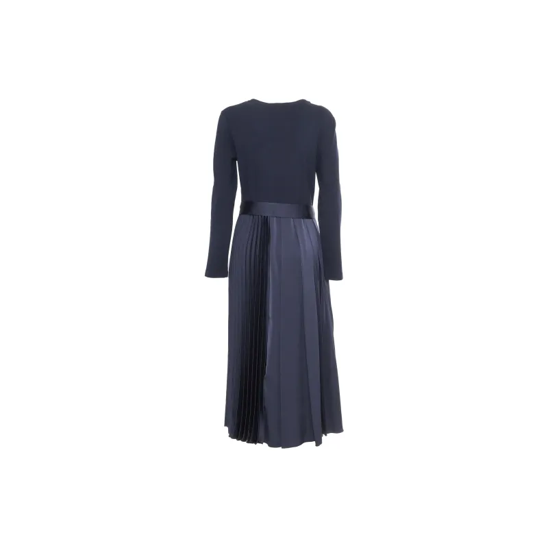 WEEKEND MaxMara Crewneck Pleated Long-Sleeved Dress-1