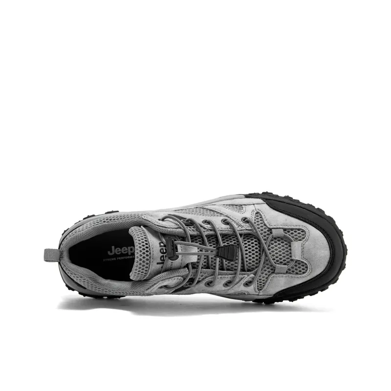 Jeep Cushioning, Slip Resistant, Abrasion Resistant, Breathable, Coverage, Support Low Top Hiking Shoes Men's Gray-3
