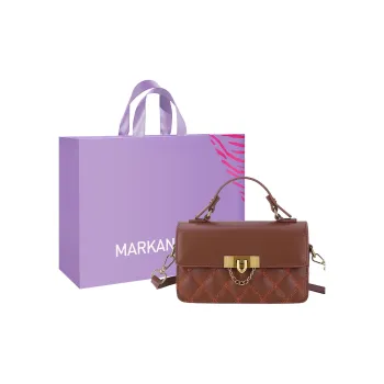 MARKANGARO PU Small Square Bag Regular Women's Brown/Coffee/Ecru/Black