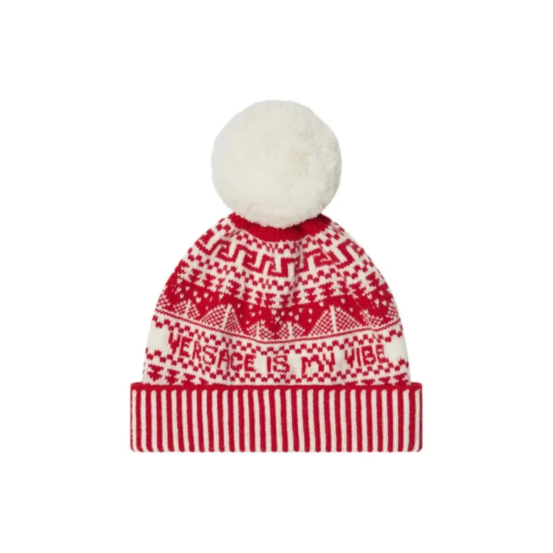 VERSACE Virgin Wool Beanies Kids' White-0