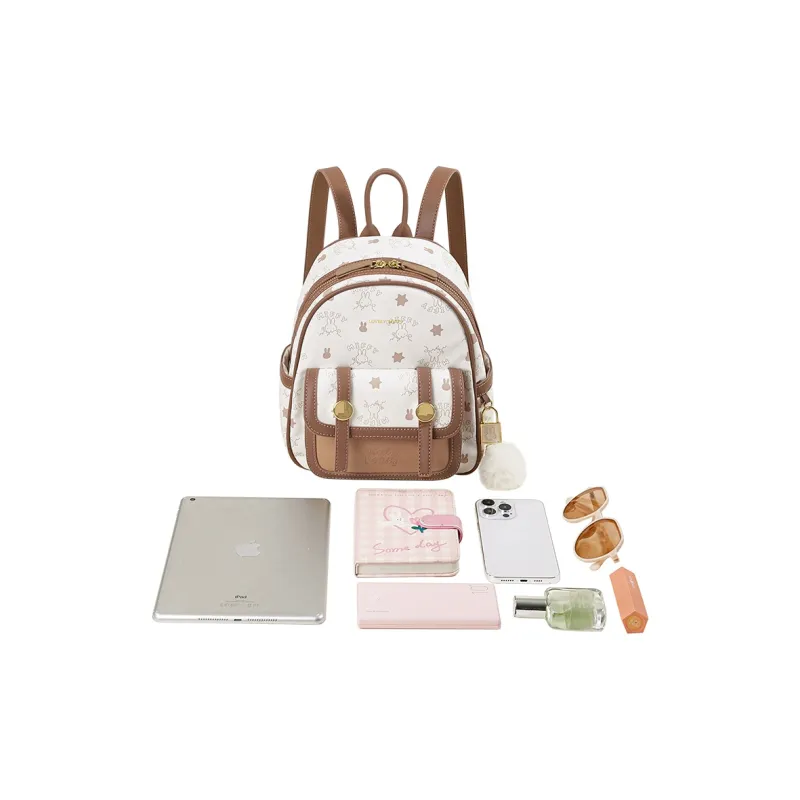 Miffy Synthetic Leather Backpack Regular Women's Khaki/pink-27