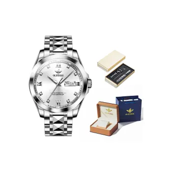 Oupinke Mechanical Movement Stainless Steel Watchband Watch Men's Watches White Dial
