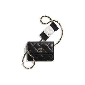 CHANEL WOC Lambskin Shoulder Bag, Crossbody Bag, Coin Purse, Card Holder Mini Women's Black