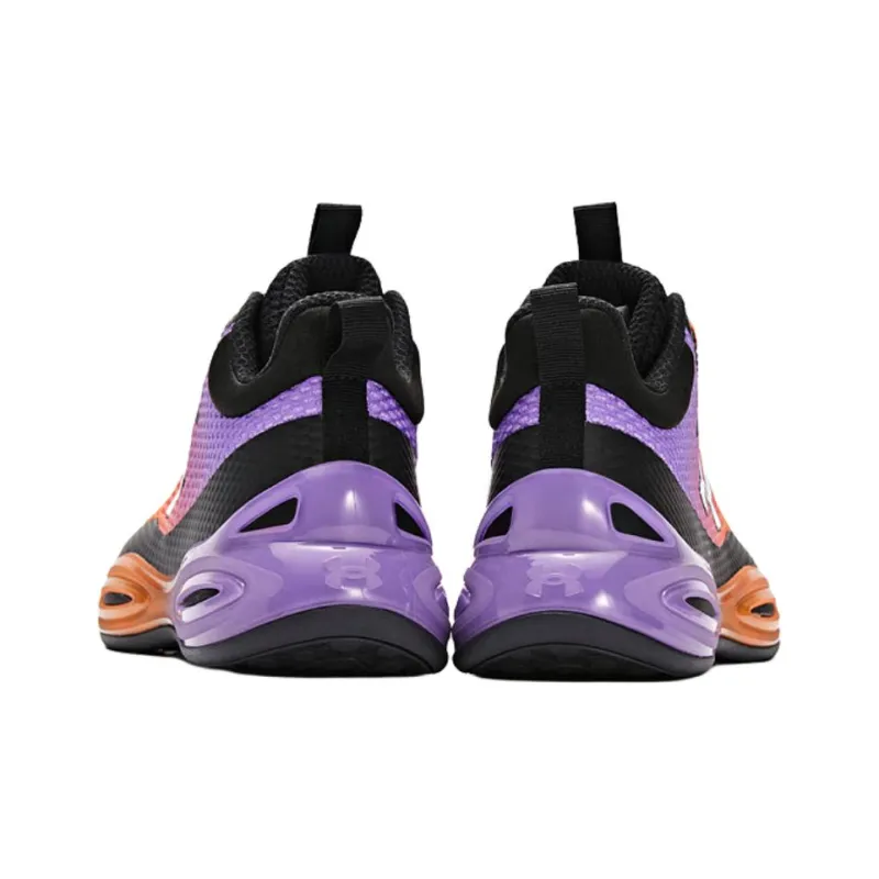 Under Armour Slip Resistant, Abrasion Resistant, Breathable Low Top Children's Basketball Shoes Purple Black Unisex-3