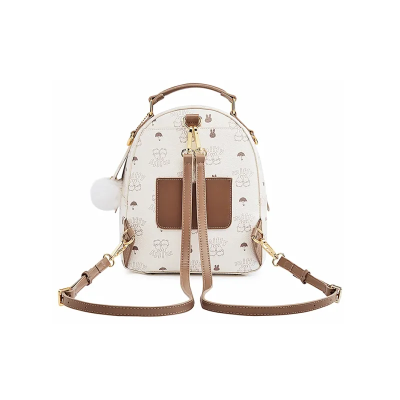 Miffy Synthetic Leather Backpack Regular Women's Khaki/pink-19