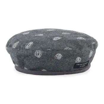 EMPORIO ARMANI Virgin Wool Blend Beret With An Icon All-over Abstract Pattern