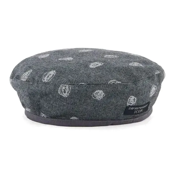 EMPORIO ARMANI Virgin Wool Blend Beret With An Icon All-over Abstract Pattern-0