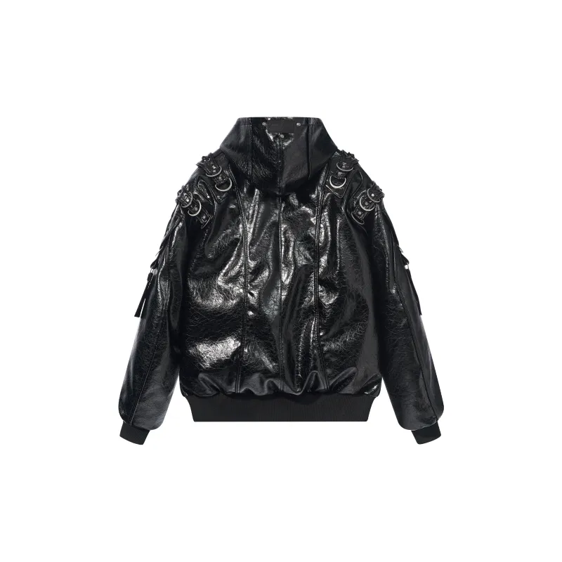 BLINDNOPLAN Textured Leather Puffer Jacket Unisex-1