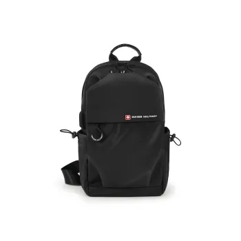 SWISS MILITARY Oxford Men's Teenagers Lightweight Small Backpack IPad Bag Sling Bag Men's Black