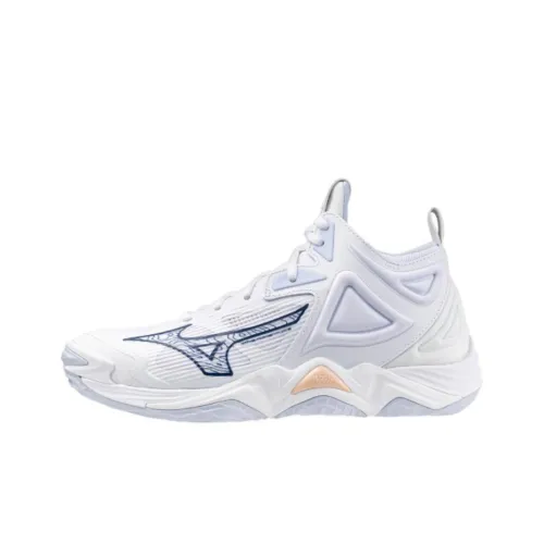 Mizuno Wave Momentum 3 Anti Slip Wear Resistant Mid Top Training Shoes Women's White Blue
