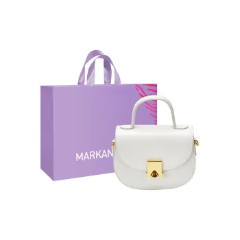MARKANGARO Cow Leather Saddle Bag Regular Women's White/Black