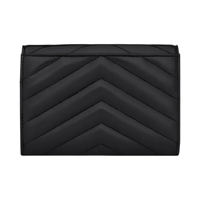 SAINT LAURENT CASSANDRE Sheepskin Card Holder, Wallet Trumpets Men's Black-1