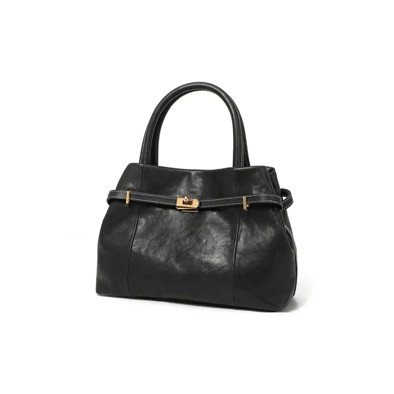 Yalu Crystal Vegetable Tanned Cow Leather One Shoulder Handbag Women's Brown/Black/Coffee-11