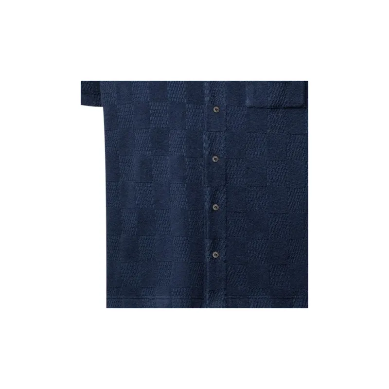LOUIS VUITTON Damier French Terry Short Sleeved Cotton Blend Shirt-7