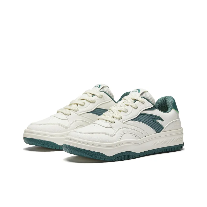Anta Street Play 2 Lightweight Height Increasing Low-Top Skateboard Shoes Men's White Green-2