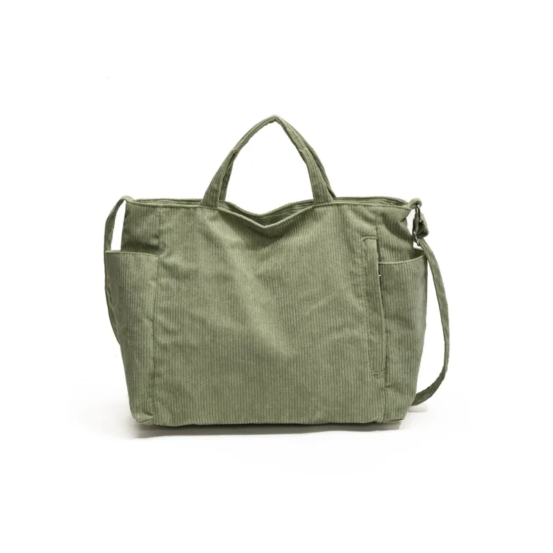 GOX Corduroy Tote Bag, Shopping Bag, Handbag, Shoulder Bag Women's White/Black/Jasper/Pink/Green-10