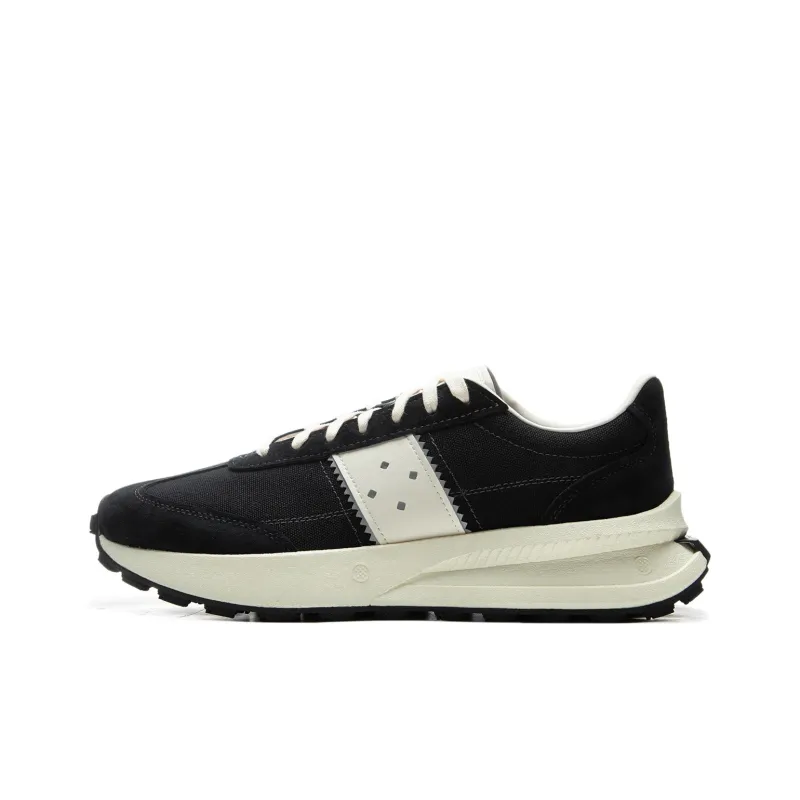 LiNing Wear Resistant Slip Resistant Mid Top Casual Shoes Unisex Black Beige-0