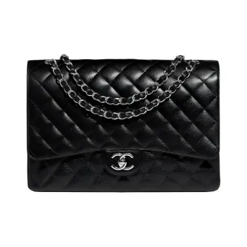 CHANEL Classic Flap CF Cow Leather Mouth Cover Bag Crossbody Bags Shoulder Bags Extra Large Women's Black