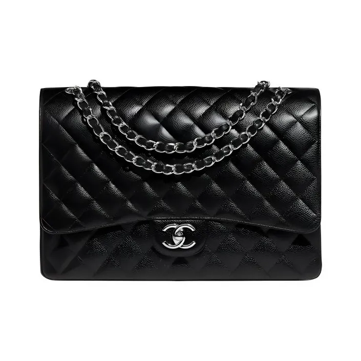 CHANEL Classic Flap CF Cow Leather Mouth Cover Bag, Crossbody Bags, Shoulder Bags Extra Large Women's Black-0