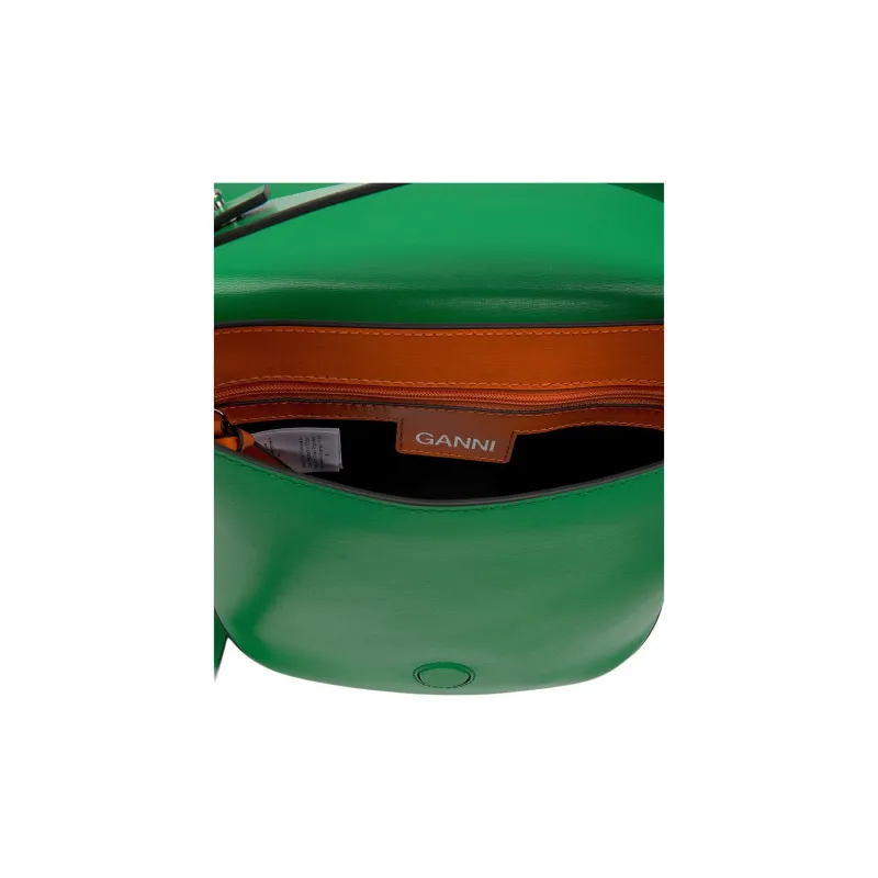 GANNI Leather Saddle Bag Shoulder Bag Crossbody Bag Handbag Women's Green-4