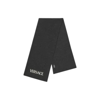 VERSACE Virgin Wool Knit Scarves Kids' Black
