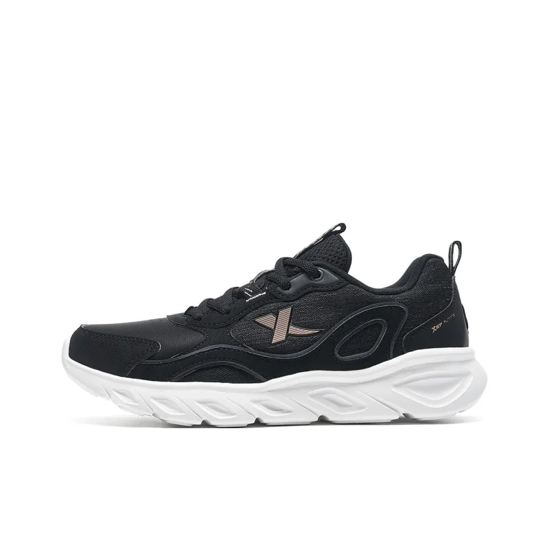 XTEP Breathable And Resilient Low Top Casual Running Shoes Women's Black Gold-0