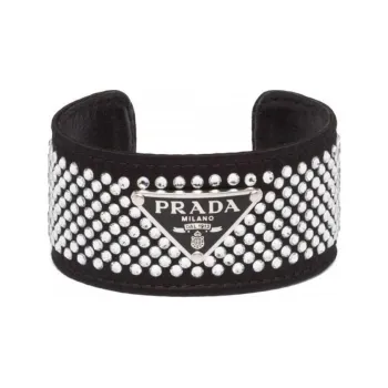 PRADA Satin Enamel Metal Bangles Women's Black
