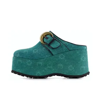 Marine Serre Regenerated Denim Monogram Clogs