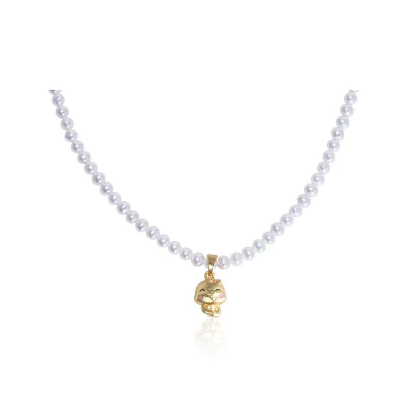 IDOKAWA Freshwater Pearl Necklaces Women's Gold White-0