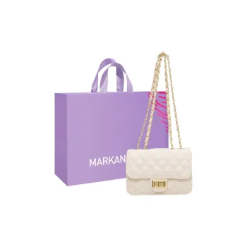 MARKANGARO PU Small Square Bag Regular Women's White/Black