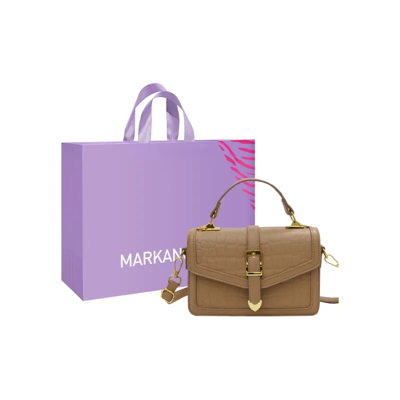 MARKANGARO PU Small Square Bag, One Shoulder Handbag Regular Unisex Mousse Black/Khaki-0