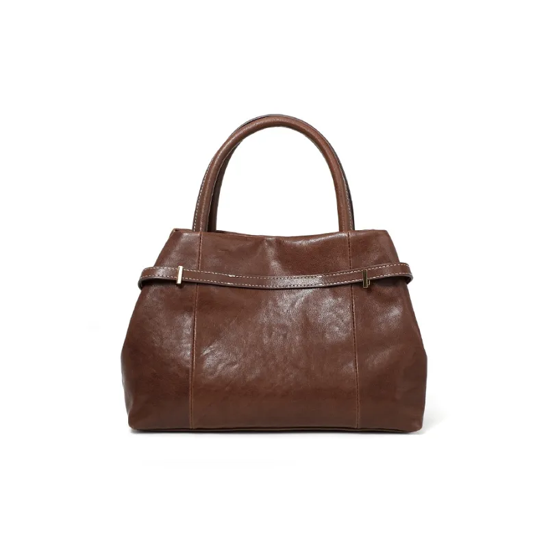 Yalu Crystal Vegetable Tanned Cow Leather One Shoulder Handbag Women's Brown/Black/Coffee-17