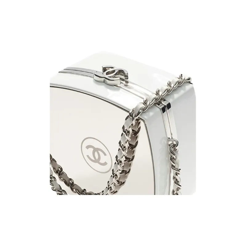 CHANEL 21K Winter Sheepskin One Shoulder Handbag, Crossbody Bag Tubas Women's White-4