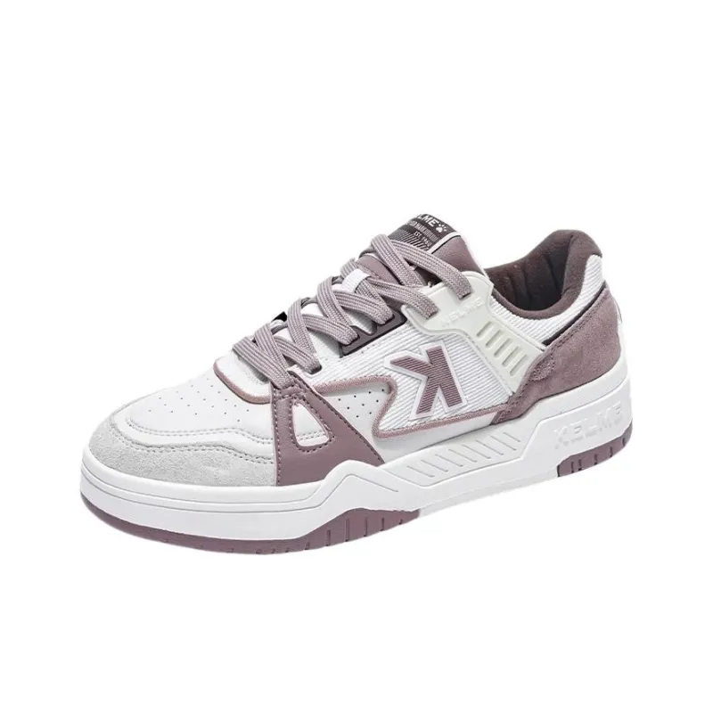 KELME Anti Slip And Wear Resistant Lightweight Low Top Skateboard Shoes Women's Light Gray Purple-2