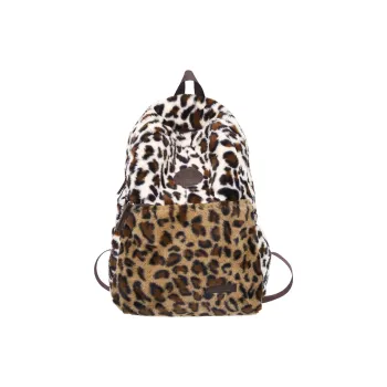 LUVISTRUE Plush Backpack Laptop Bag Regular Unisex White/Brown