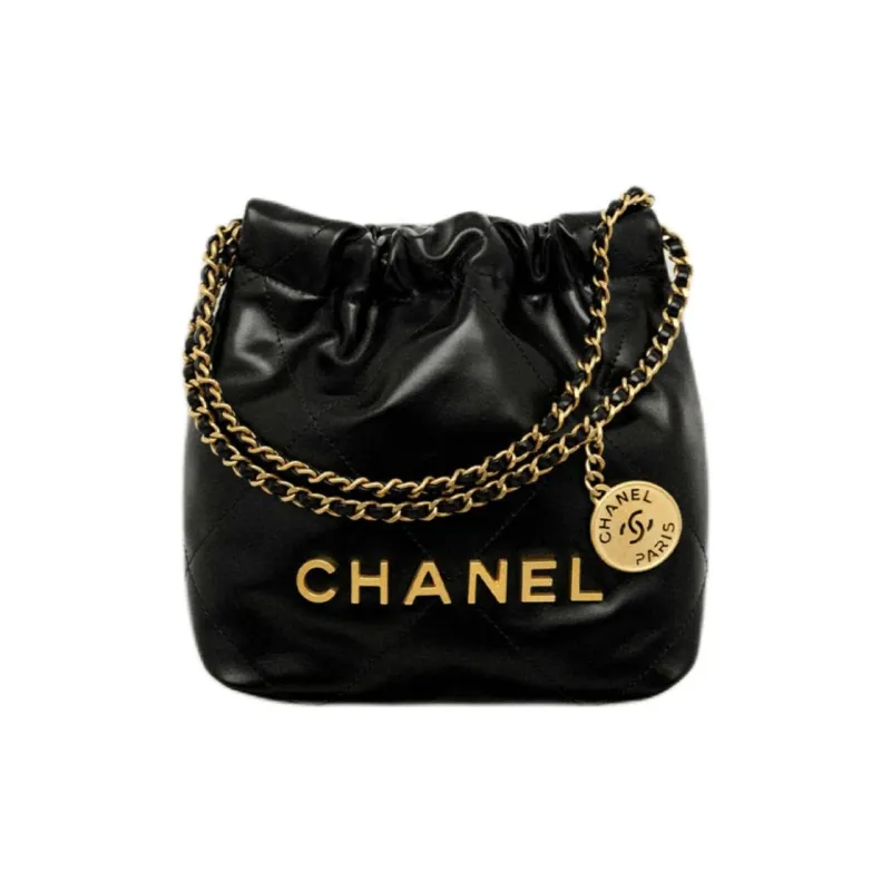 CHANEL 22 Shiny Calfskin Mini Handbag Women's Black-1