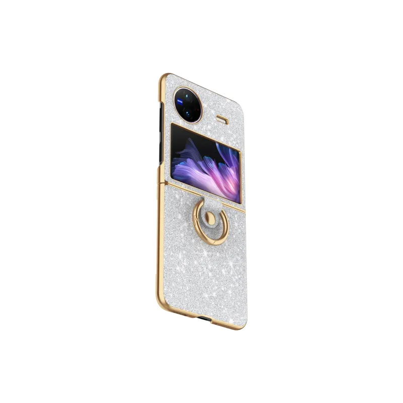 ZHUOJI PC Material Electroplated Star Diamond Ring Buckle Back Shell Compatible Vivo Xflip Phone Case   Fashion Glitter-6