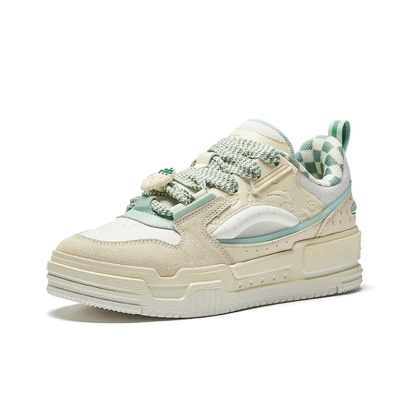 Anta Micro sugar Slip Resistant Height Increasing Low Top Skateboard Shoes Women's Ecru-1