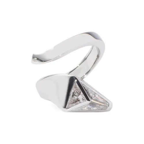 PRADA 750 White Gold 18 Ct Diamond Rings Women's Silver