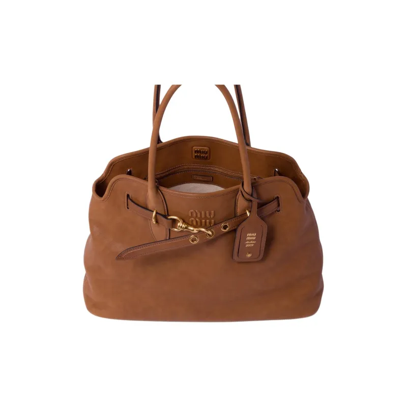 MIU MIU Aventure Nappa Leather Bag Women's Brown-3