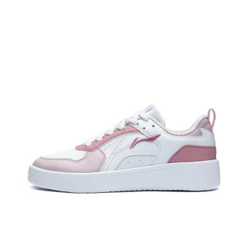 LiNing Spike Years Anti Slip Wear Resistant Breathable Height Increasing Low Top Skateboard Shoes Women's White Pink