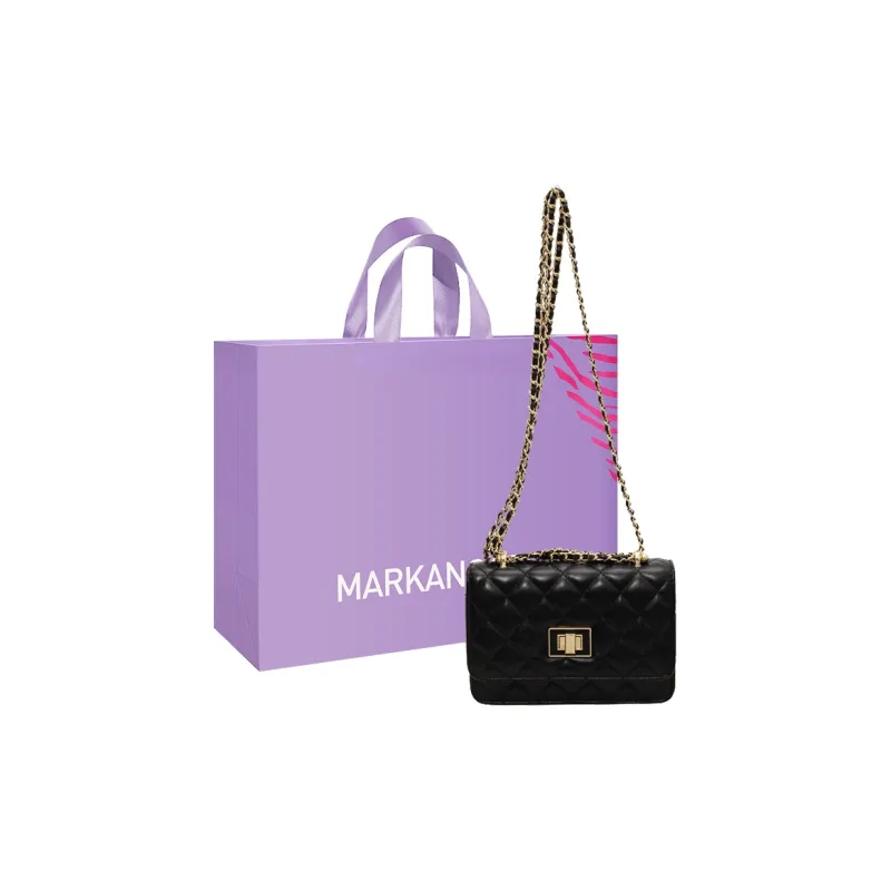 MARKANGARO PU Small Square Bag Regular Unisex Black/White-0