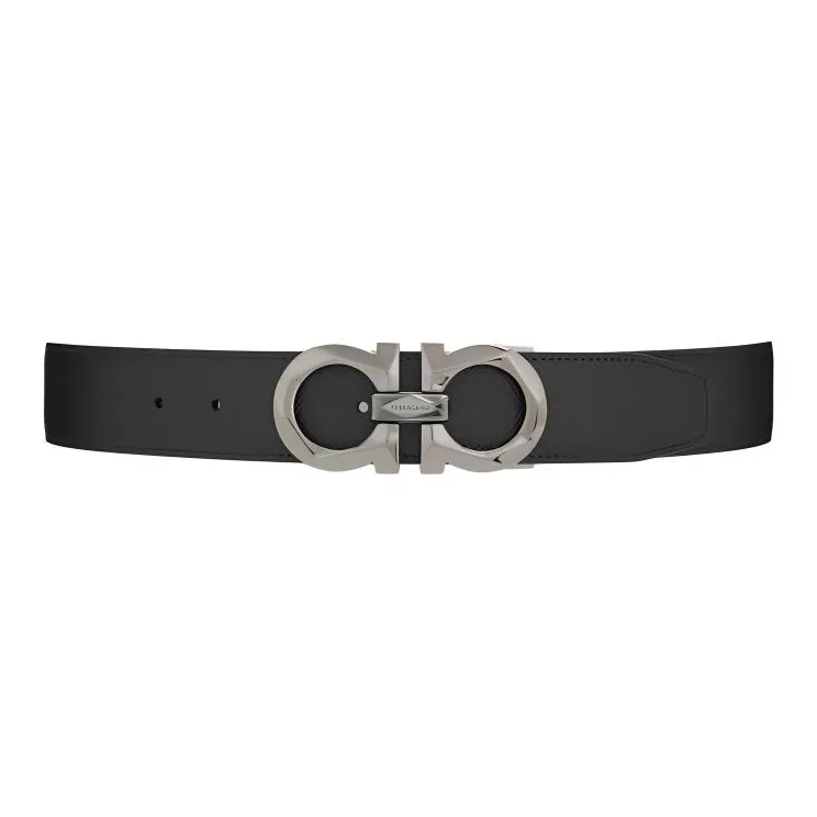 FERRAGAMO GANCINI Cow Leather Leather Belts Men's Width 3.3cm-1