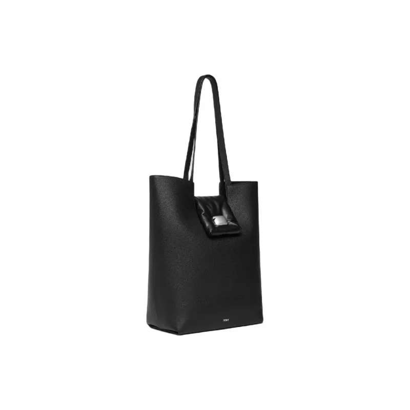 ZESH Cow Leather Handbag Shoulder Bag Large Size Women's Elephant Gray/Black-5