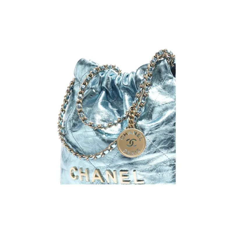CHANEL Calfskin Hobo Bag Shoulder Bag Mini Women's Light Blue-3