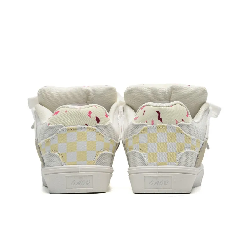 OAOQ Low-Top Skateboard Shoes Unisex White Yellow Blue-61