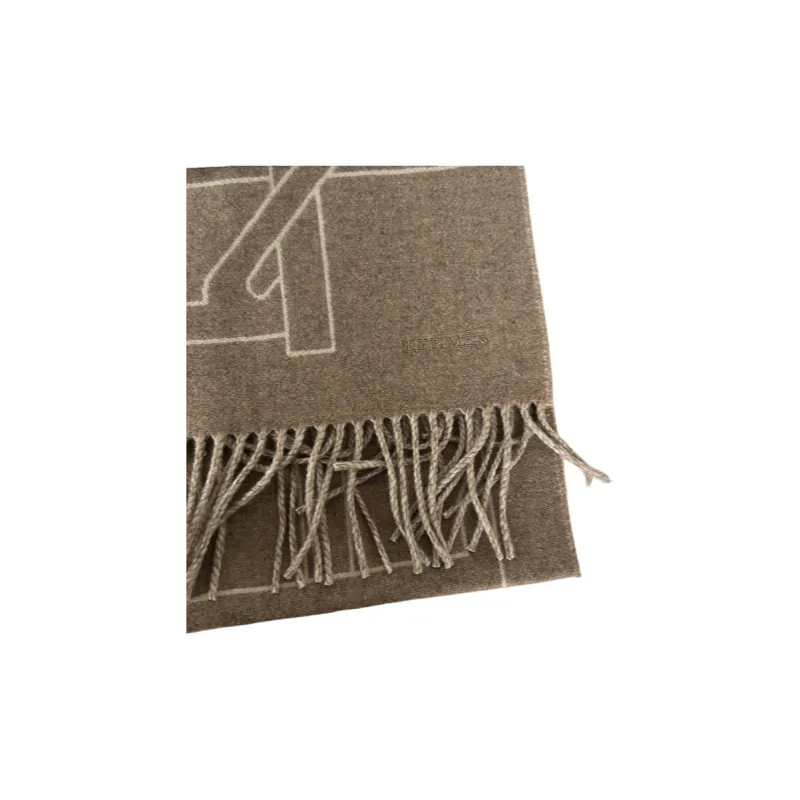 HERMES Cashmere Knit Scarves Men's Brown-1