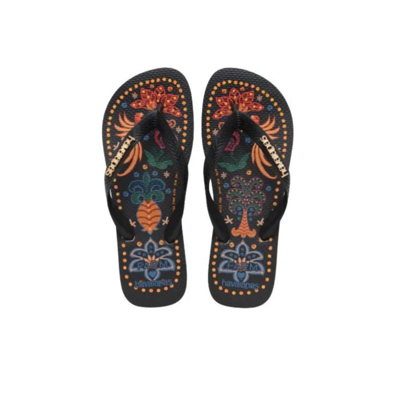 FARM RIO x Havaianas Abrasion-Resistant Flip Flops Women's Black-4