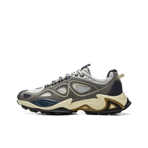 LiNing Slip Resistant Rebound Mid Top Casual Shoes Unisex Gray Blue