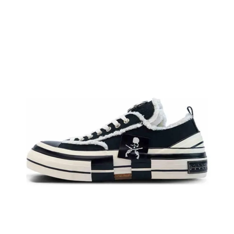 X MMJ·ROARGUNS x VESSEL Wear Resistant Lightweight Height Increasing Low Top Canvas Shoes Unisex Black White-0